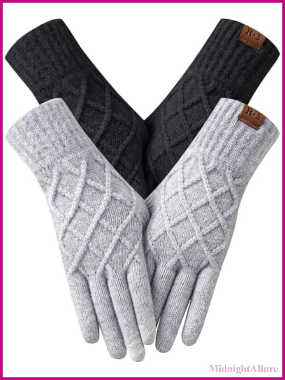 2 Pack Women's Winter Gloves Touchscreen Thermal Knit Acrylic Lined Warm Cold